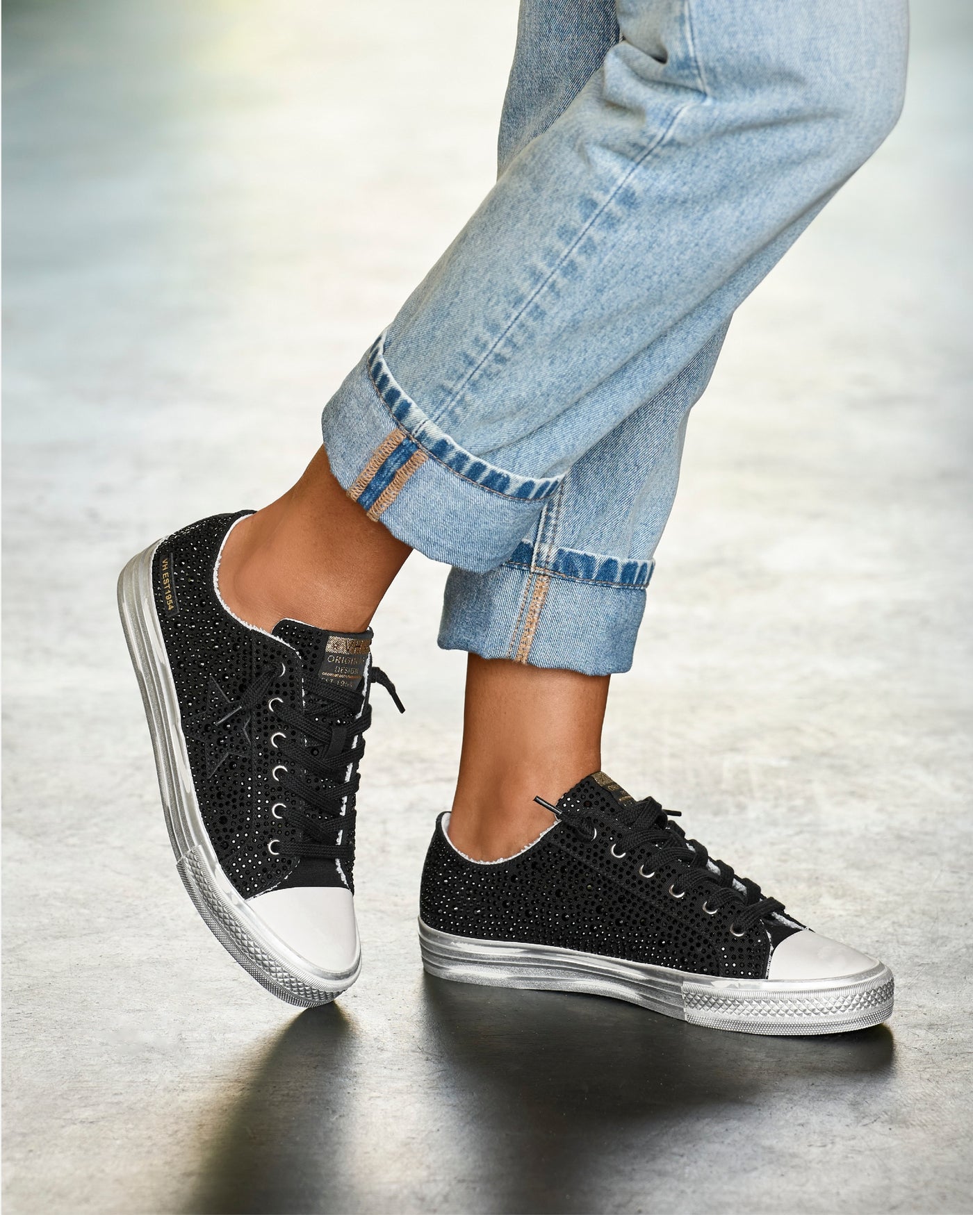 Rhinestone Embellished Sneaker Black