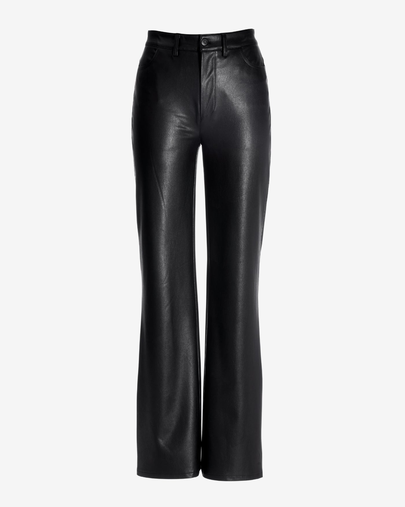 Malibu Faux Leather Wide Leg Five Pocket Pant Black