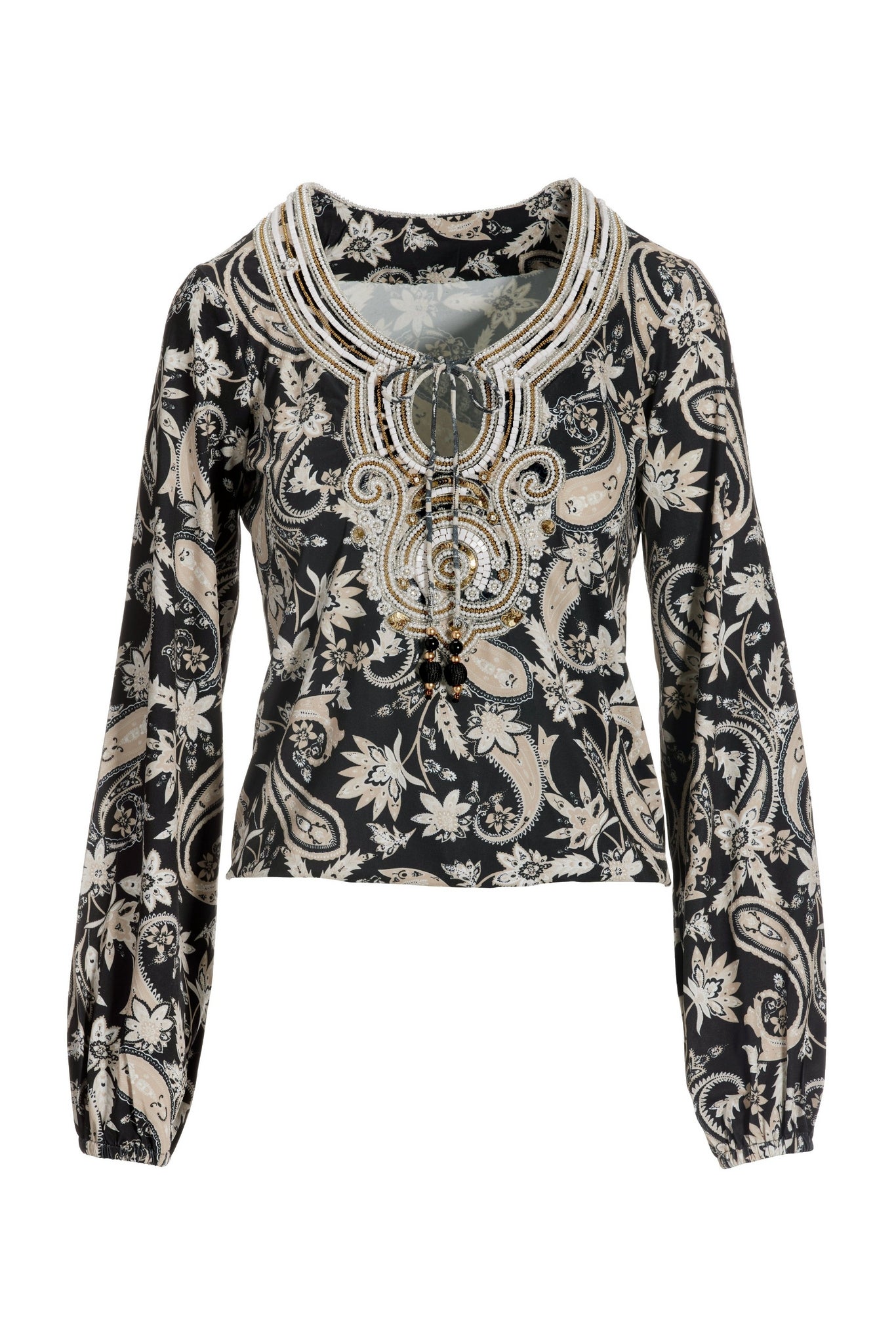 Paisley Embellished Blouson Black/Stone