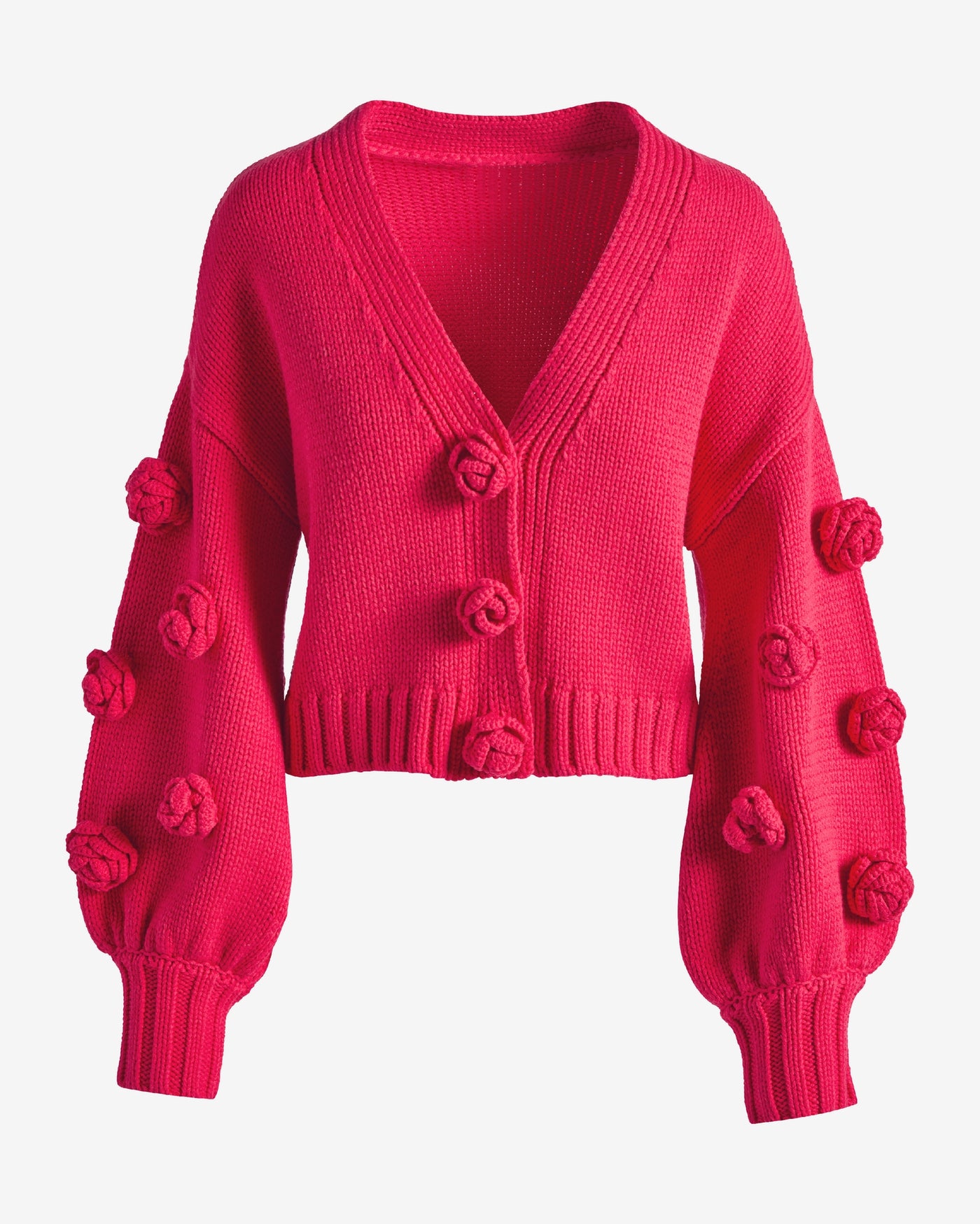 Rosette Cardigan Bright Magenta
