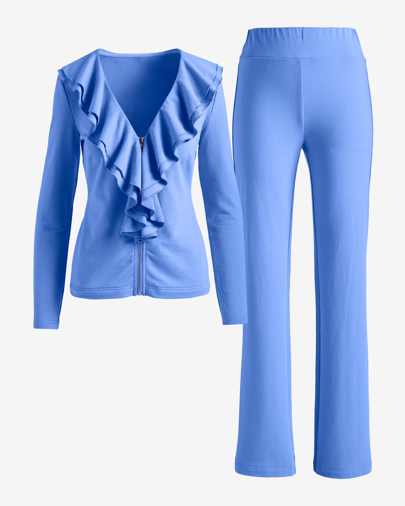 Ruffle Jacket and Pant Set Hydrangea Blue