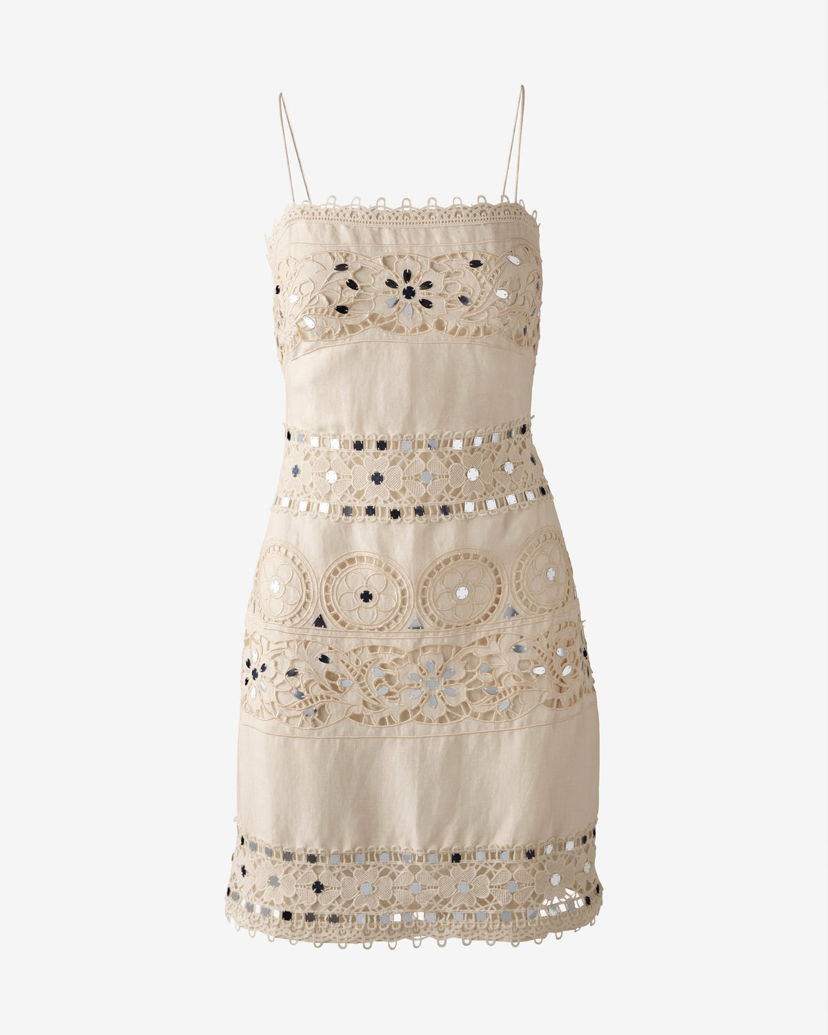 Mirror Embellished Eyelet Dress White Swan