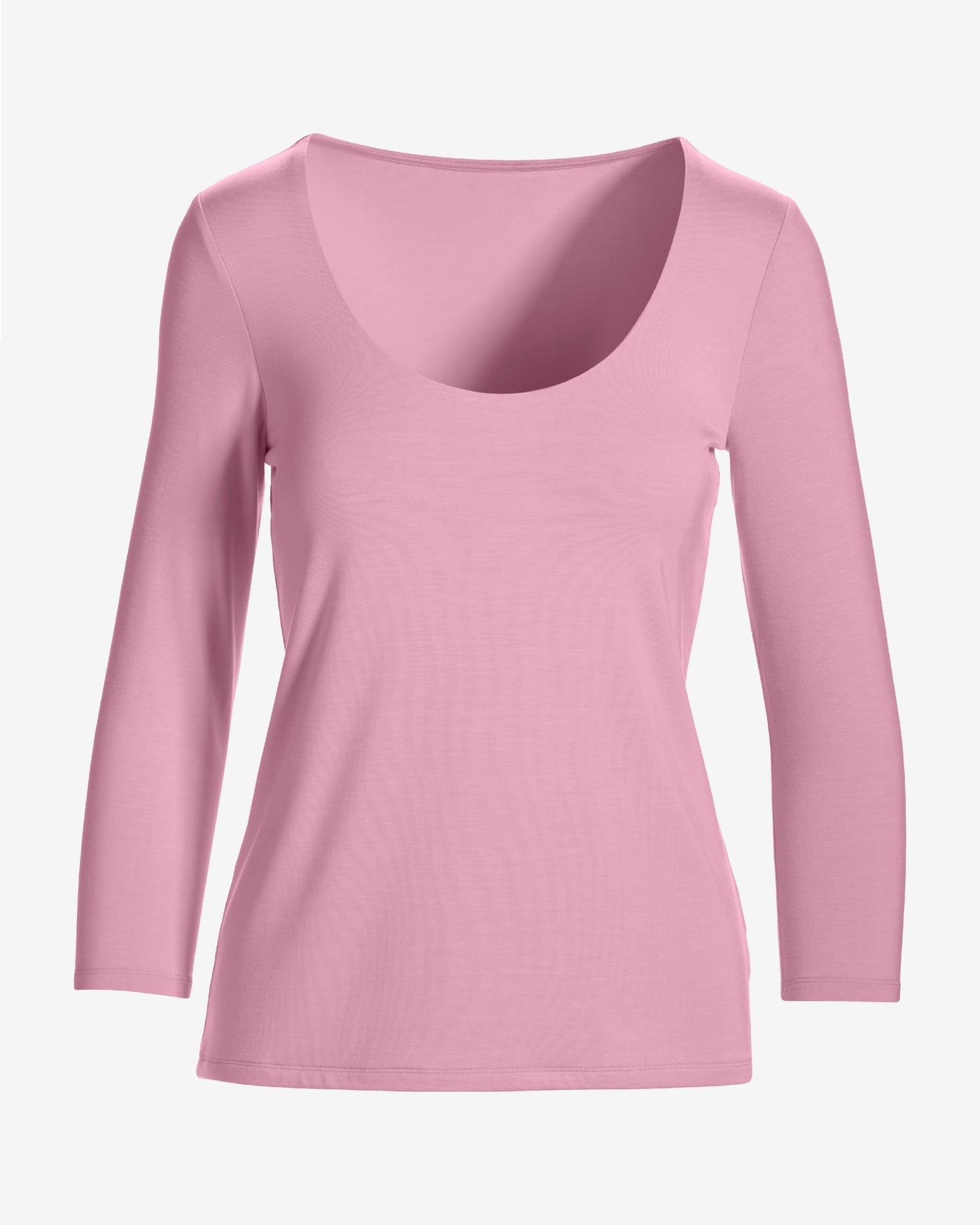 So Effortless Three Quarter Sleeve Scoop Neck Top Coral Blush