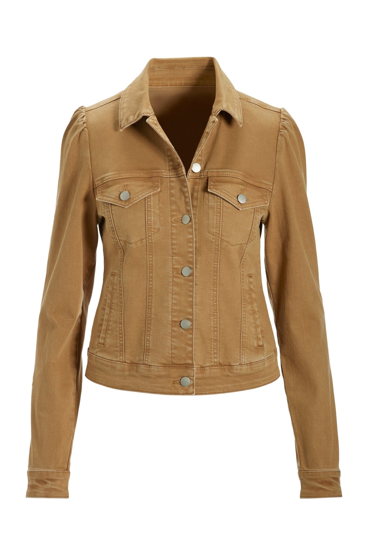 Denim Puff-Sleeve Jacket Cognac