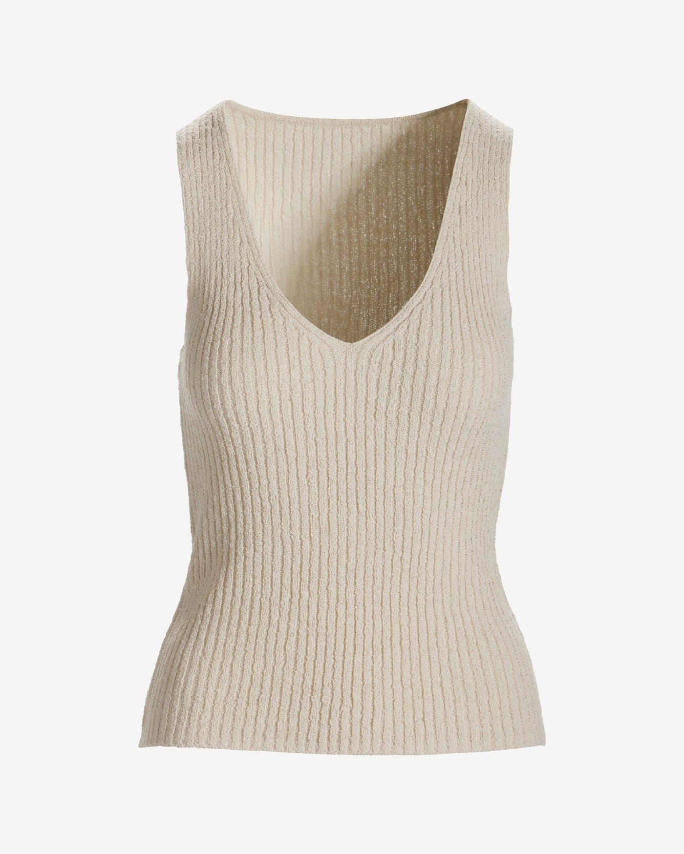Textured V-Neck Sweater Tank Sandshell