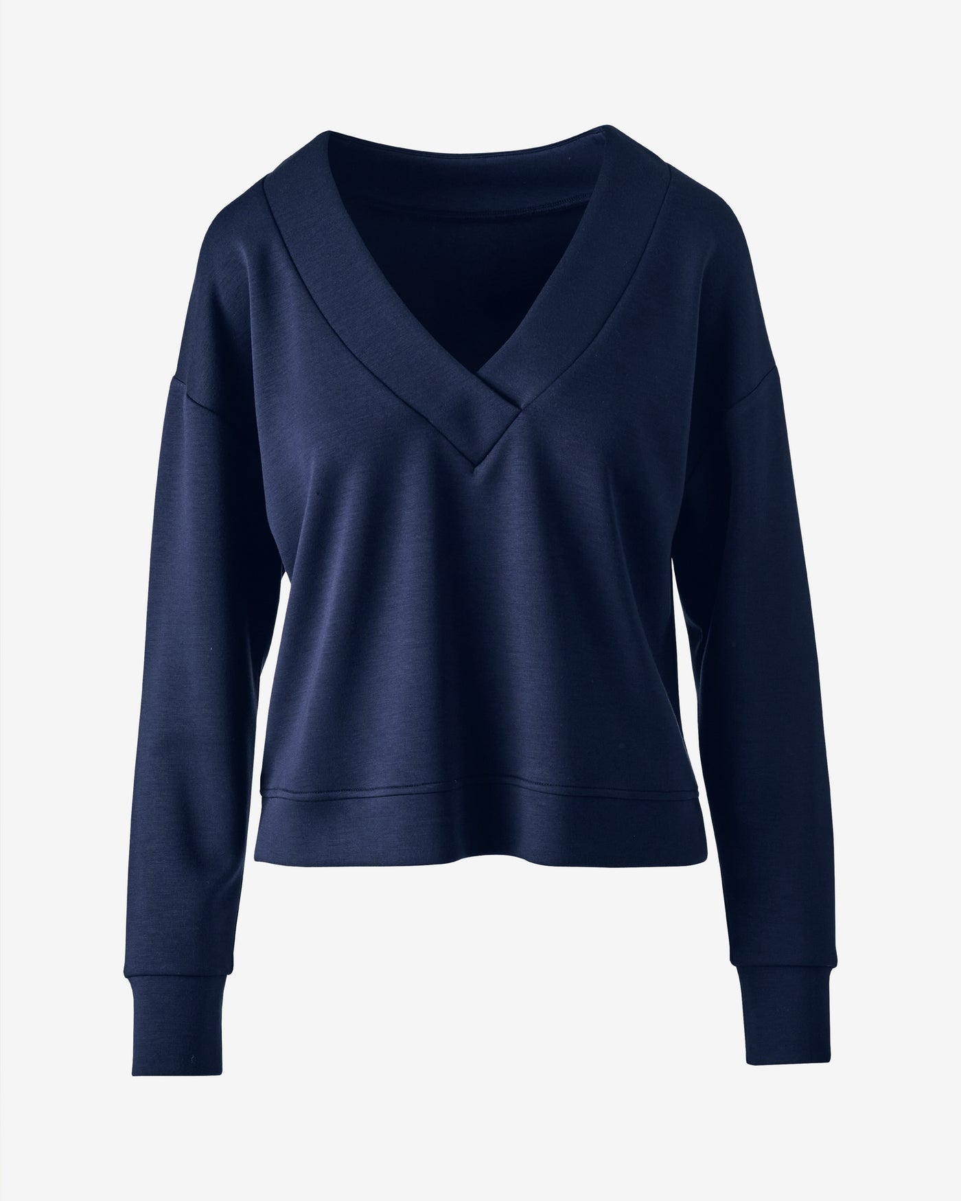 Luxe Lounge Drop Shoulder V Neck Top Navy