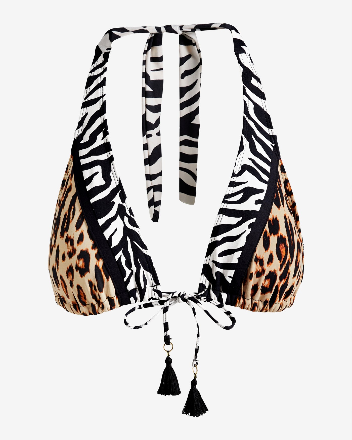 Bleu Rod Beattie Mixed Animal Triangle Bikini Top Multi