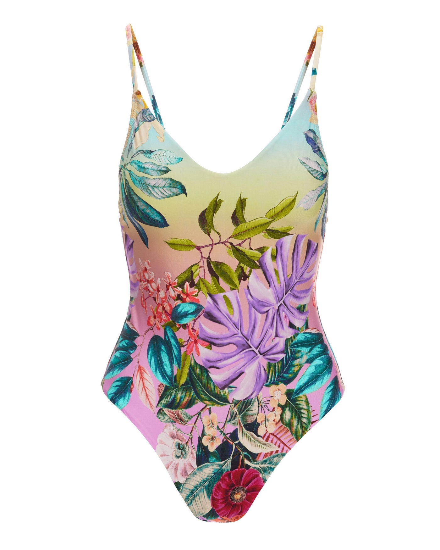 Floral Printed V-Neck One Piece Lilac Multi