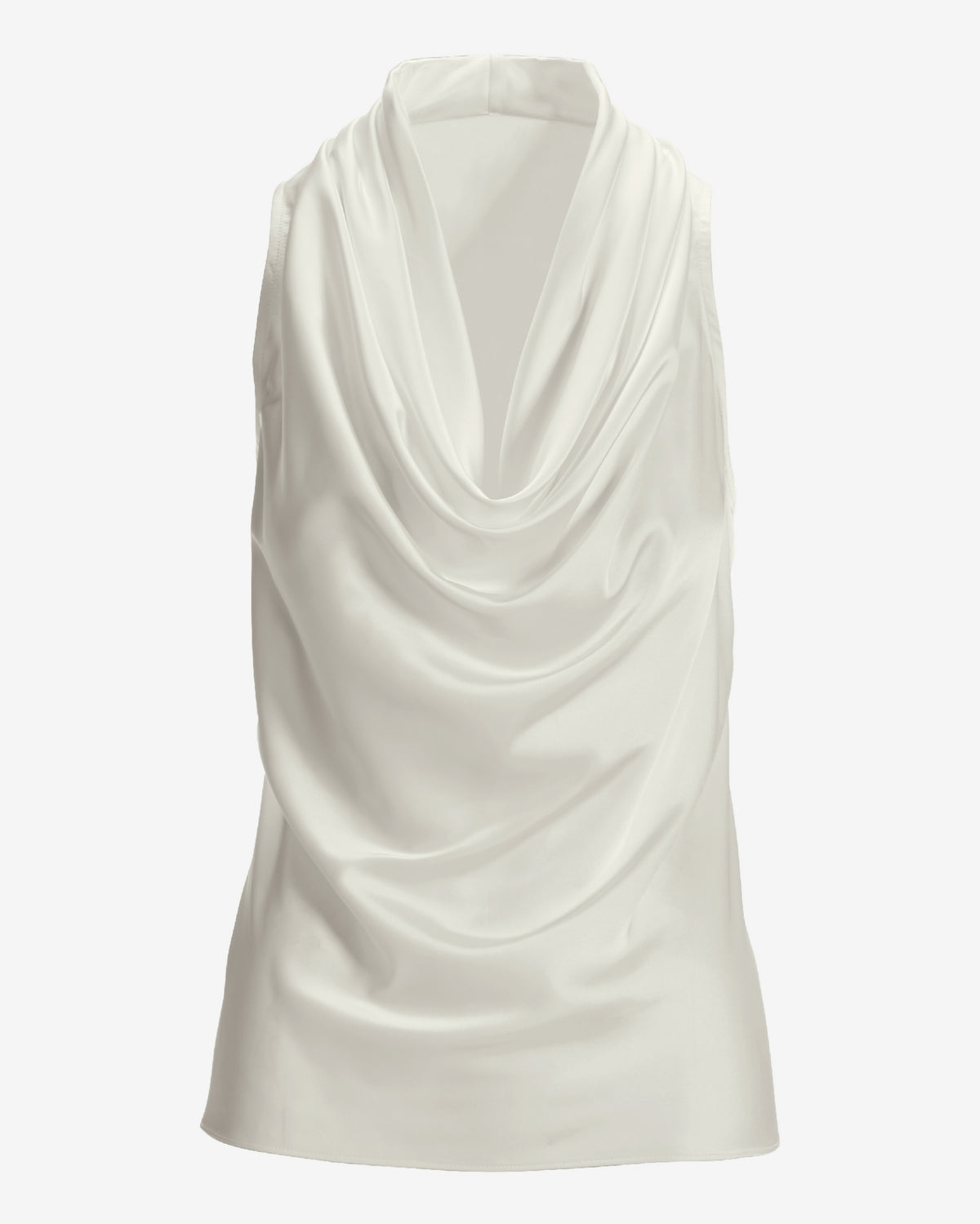 Marilyn Cowl-Neck Charmeuse Blouse Off White