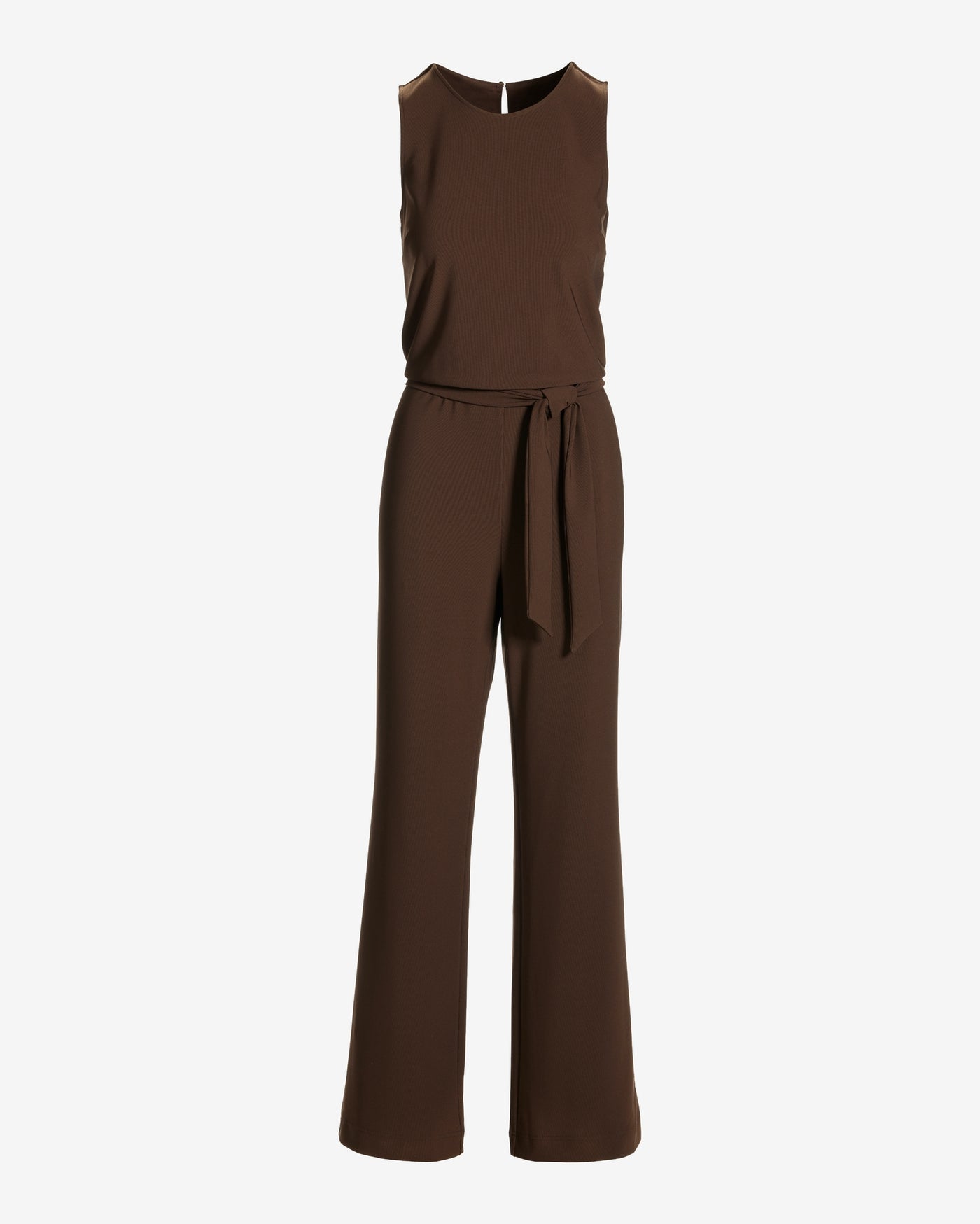 Beyond Travel Tie Waist Jumpsuit Coffee Bean