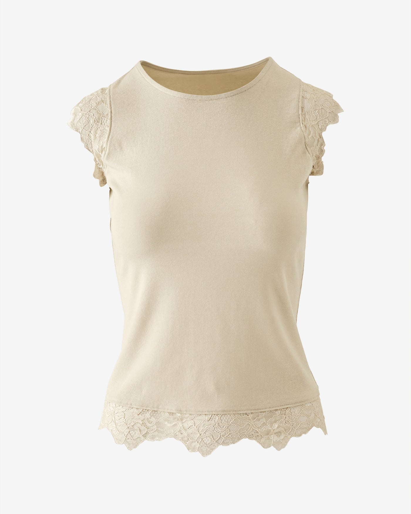 Lace Mix Knit Tank Sandshell