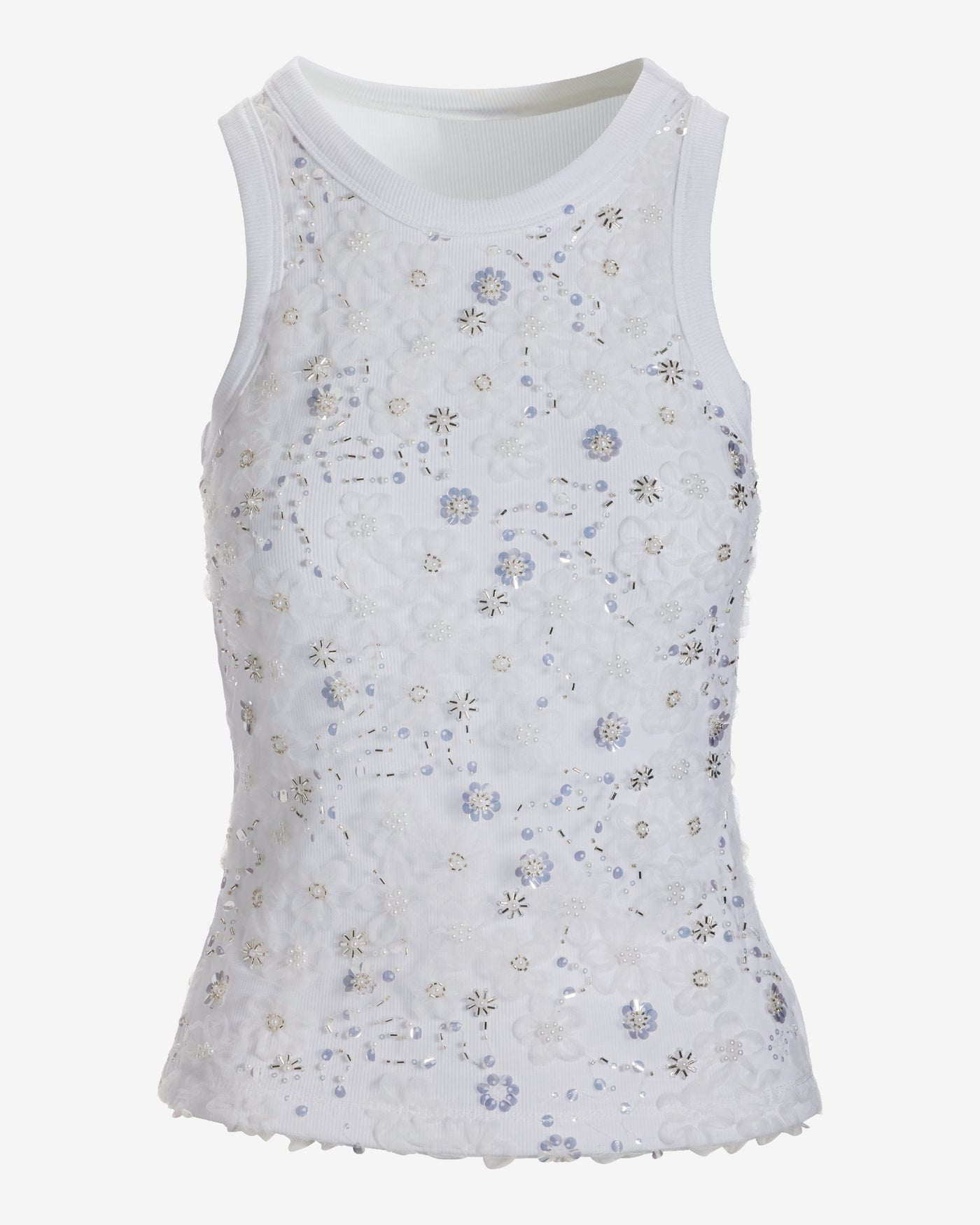 So Essential Mesh Embellished High Neck Tank White