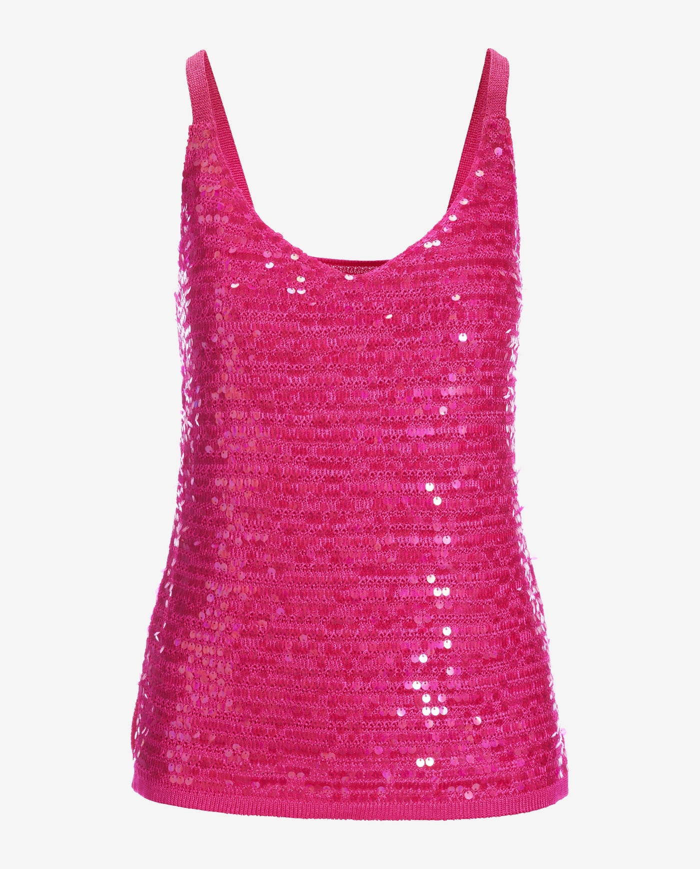 Sequin V-Neck Sweater Tank Fuchsia Purple