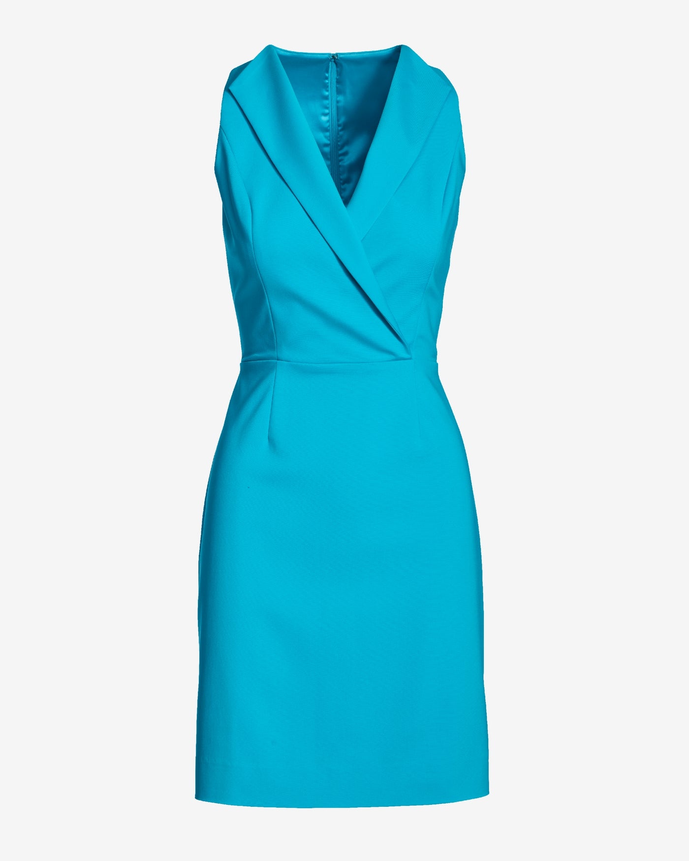 Modern Surplice Sheath Dress Scuba Blue
