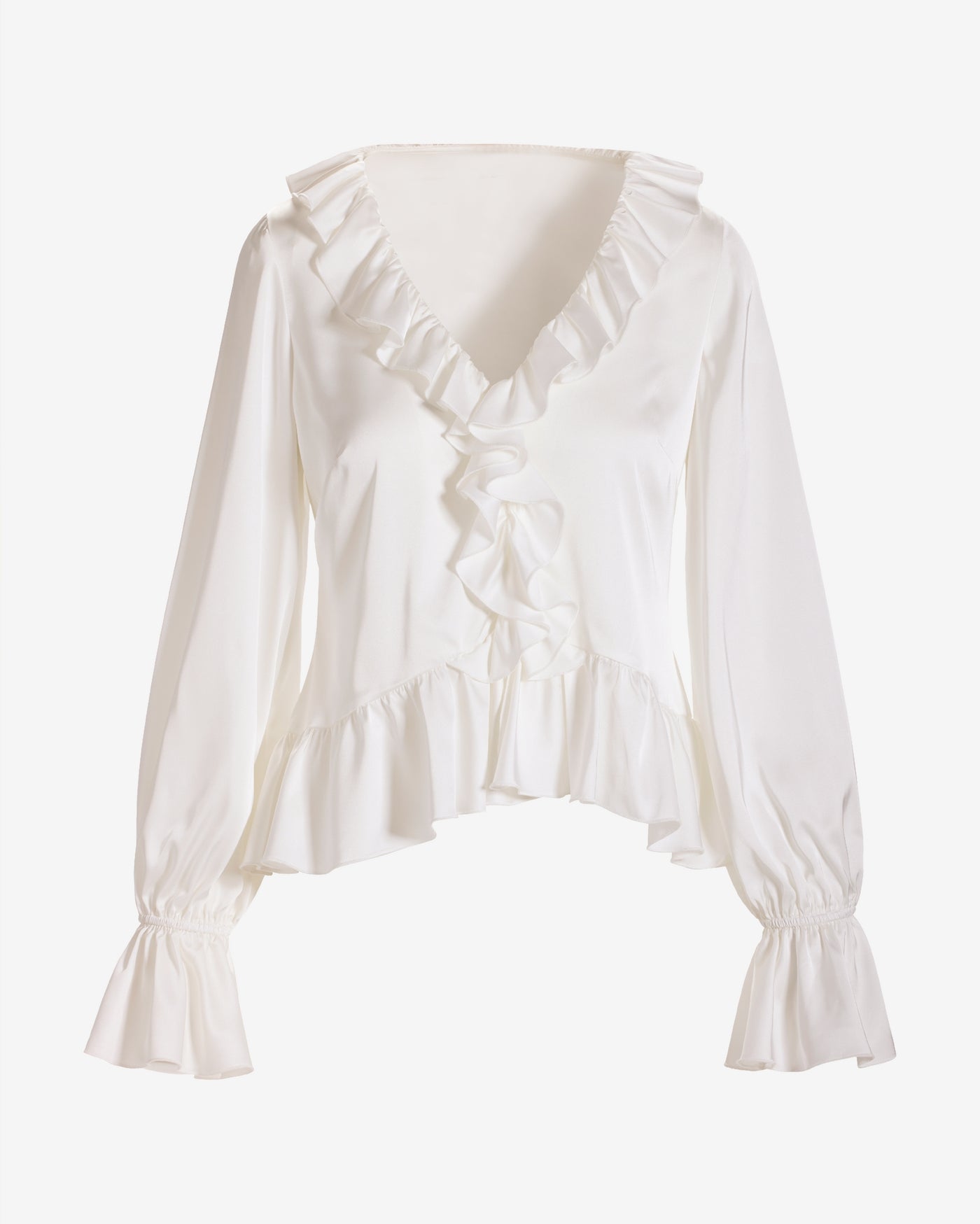 Paige Ruffle Charmeuse Blouse Off White