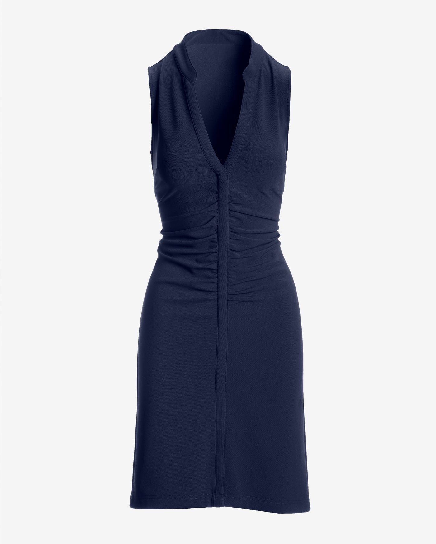 Beyond Travel Sleeveless Ruched Short Dress Maritime Navy