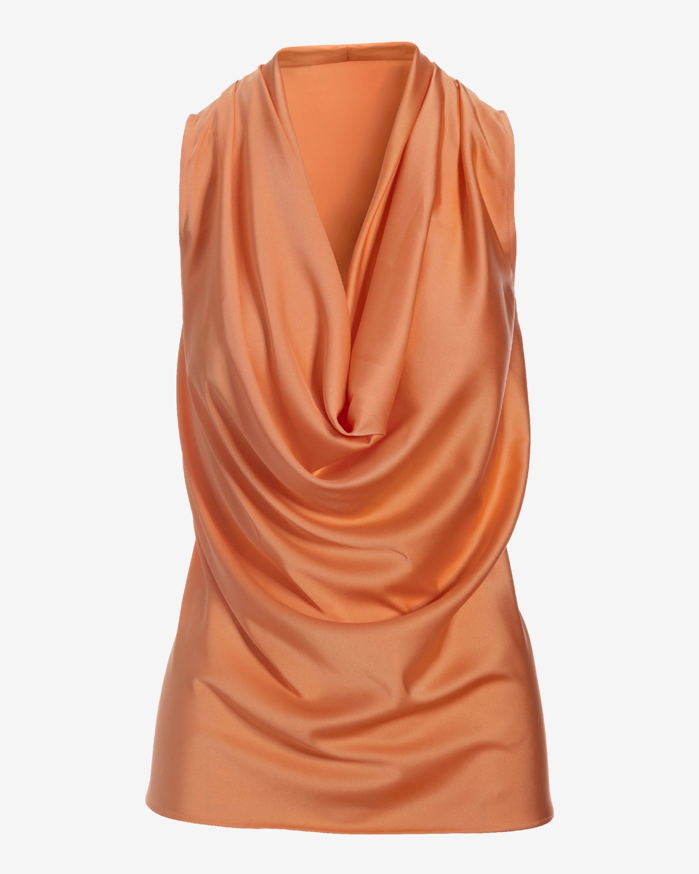 Marilyn Cowl-Neck Charmeuse Blouse Nectarine