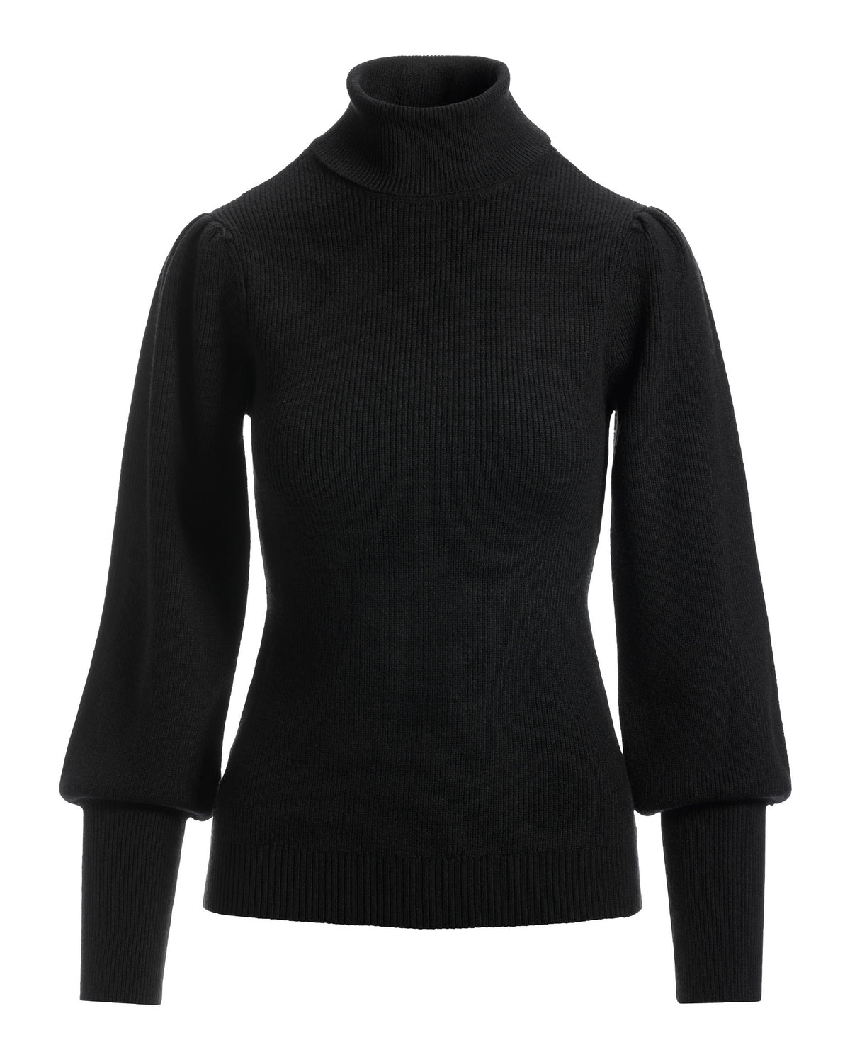 Puff Sleeve Turtleneck Sweater Black