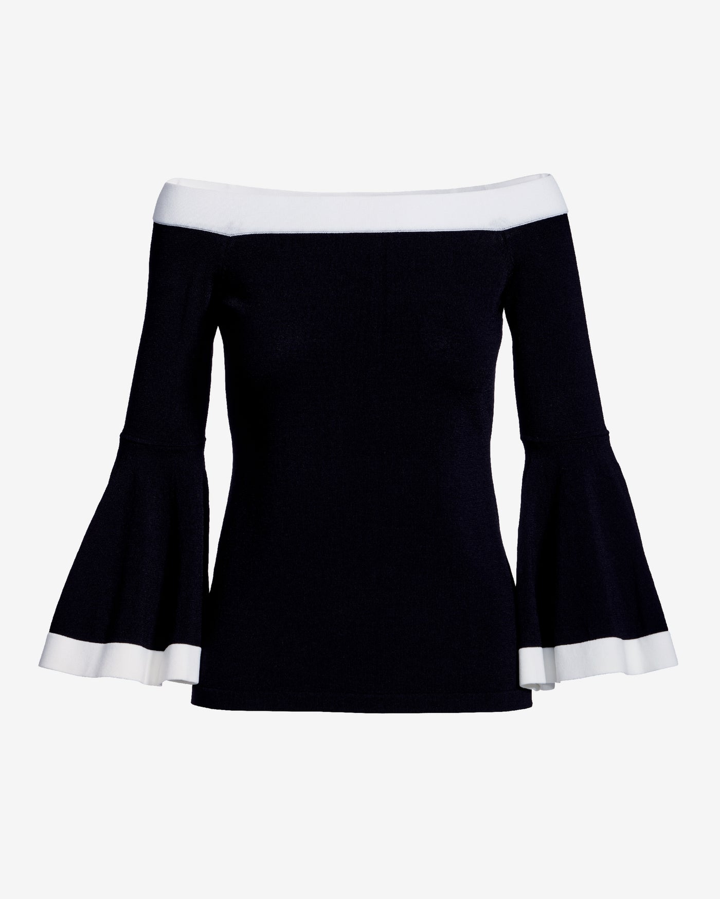 Color Block Flare Sleeve Sweater Black/White