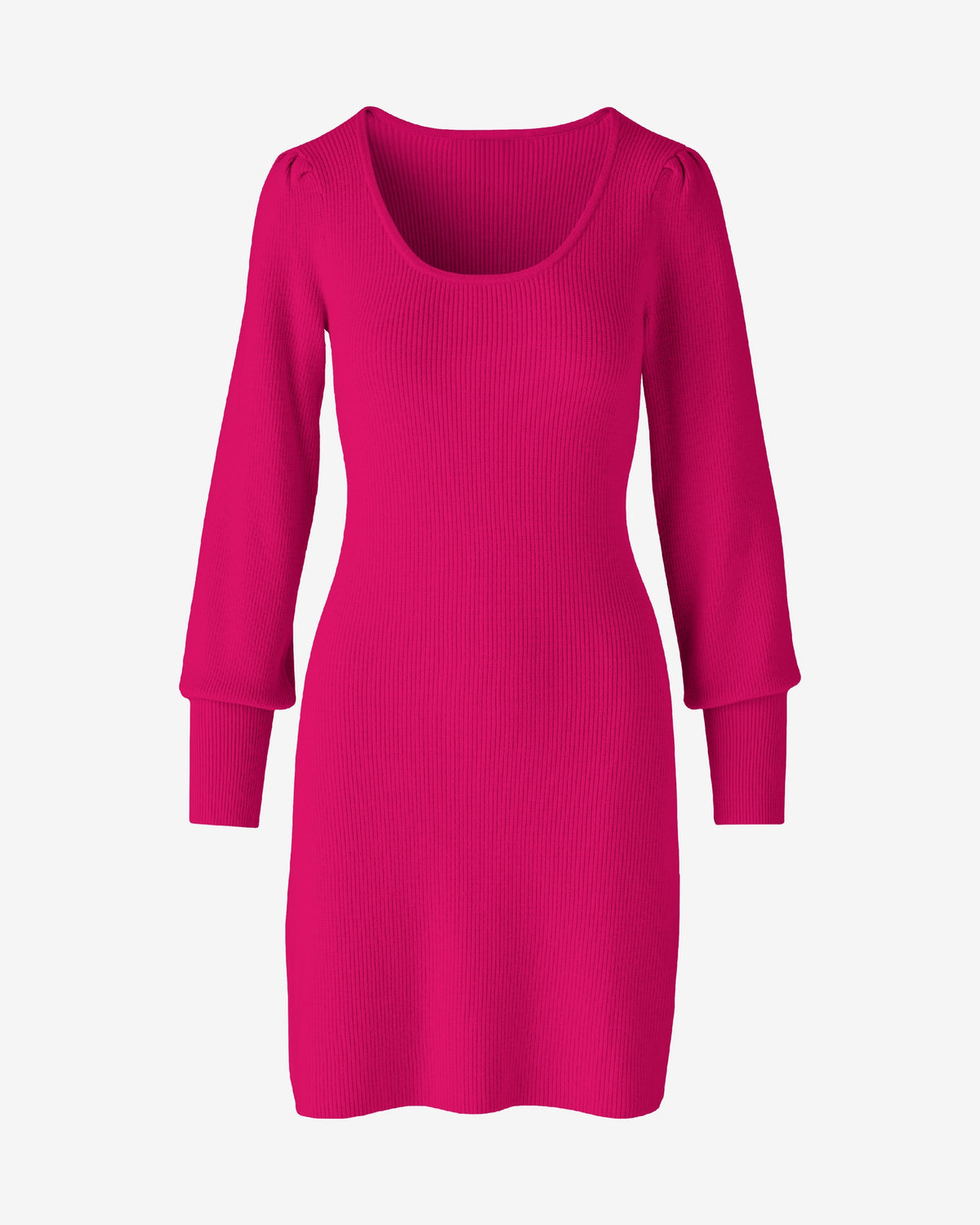 Scoop Neck Balloon Sleeve Sweater Dress Raspberry