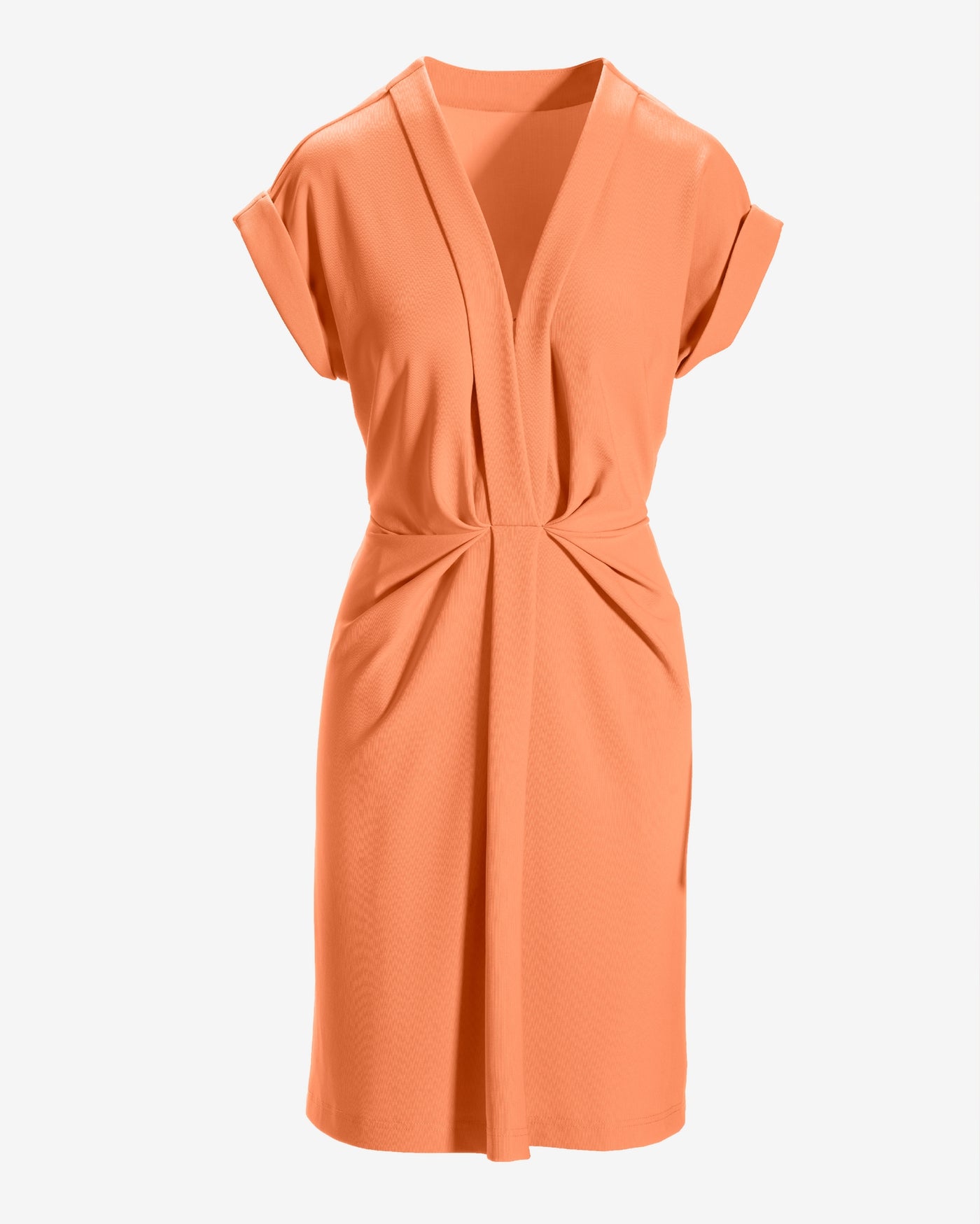 Beyond Travel V Neck Drape Dress Canteloupe
