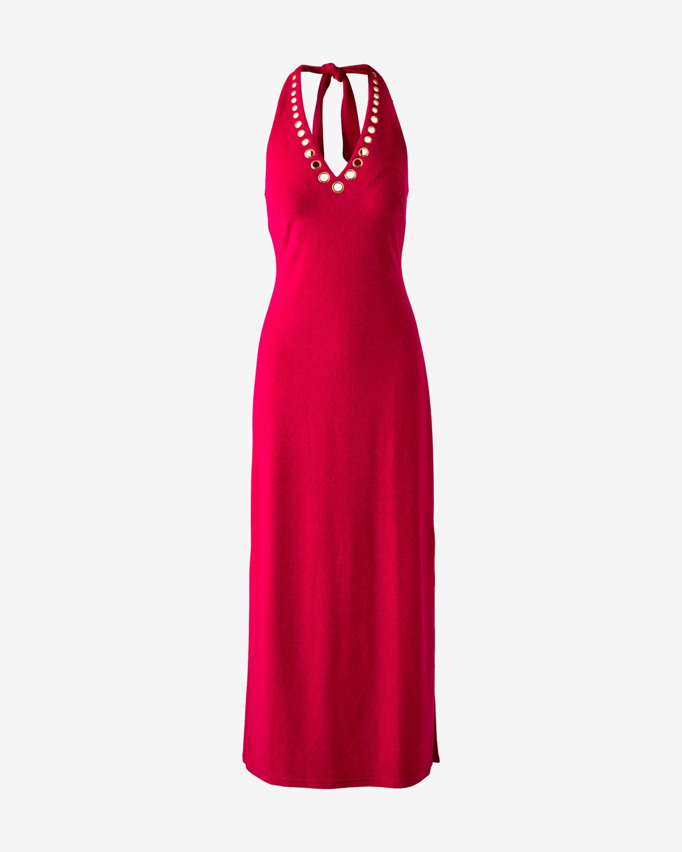 Beach Terry Grommet Detail Halter Maxi Dress Tomato Red