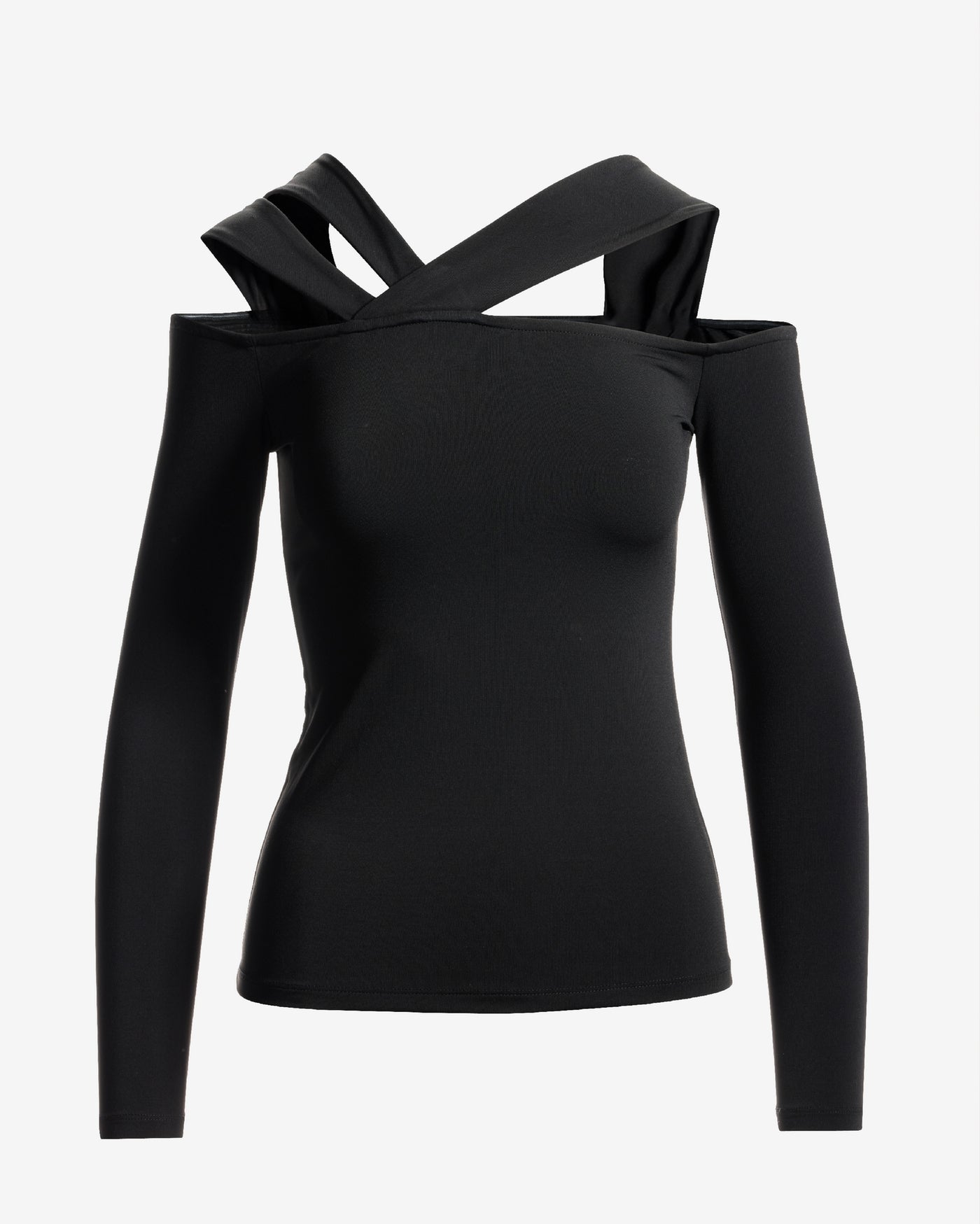 So Chic Strappy Cold Shoulder Top Proper Black