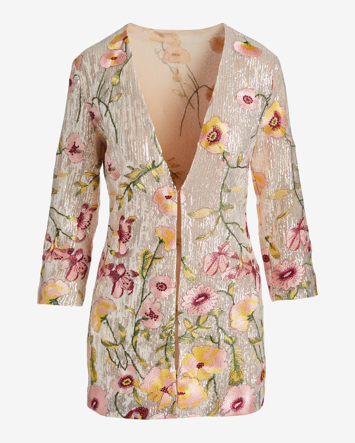 Sequin Embroidered Floral Duster Multi