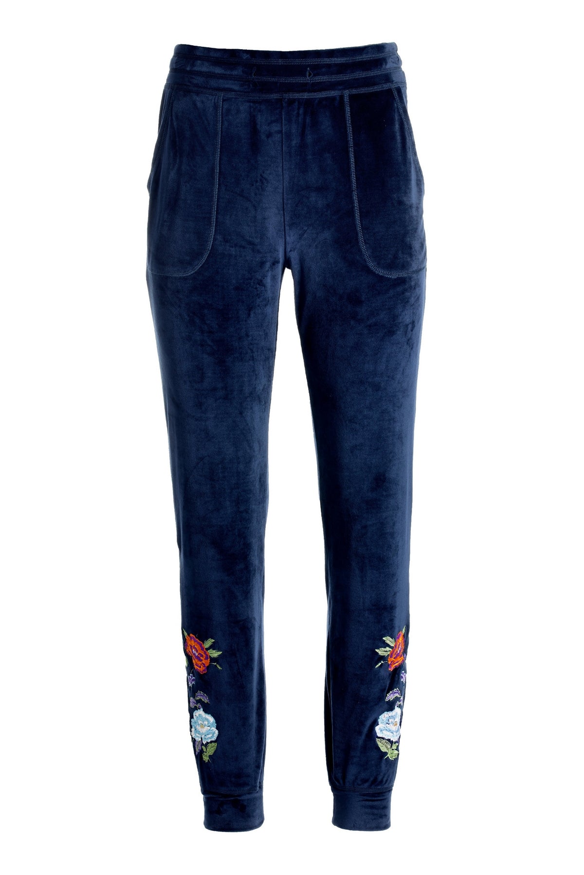 Embroidered Velour Jogger Navy Multi