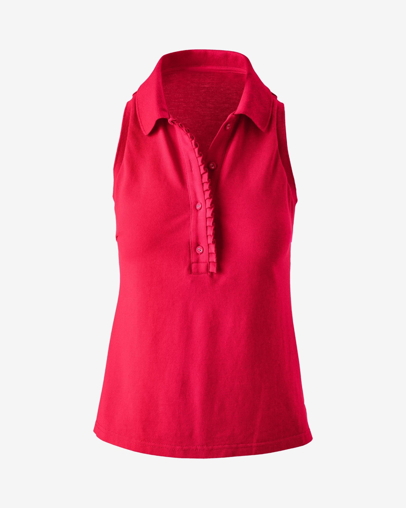 Sleeveless Pique Polo Shirt Tomato Red
