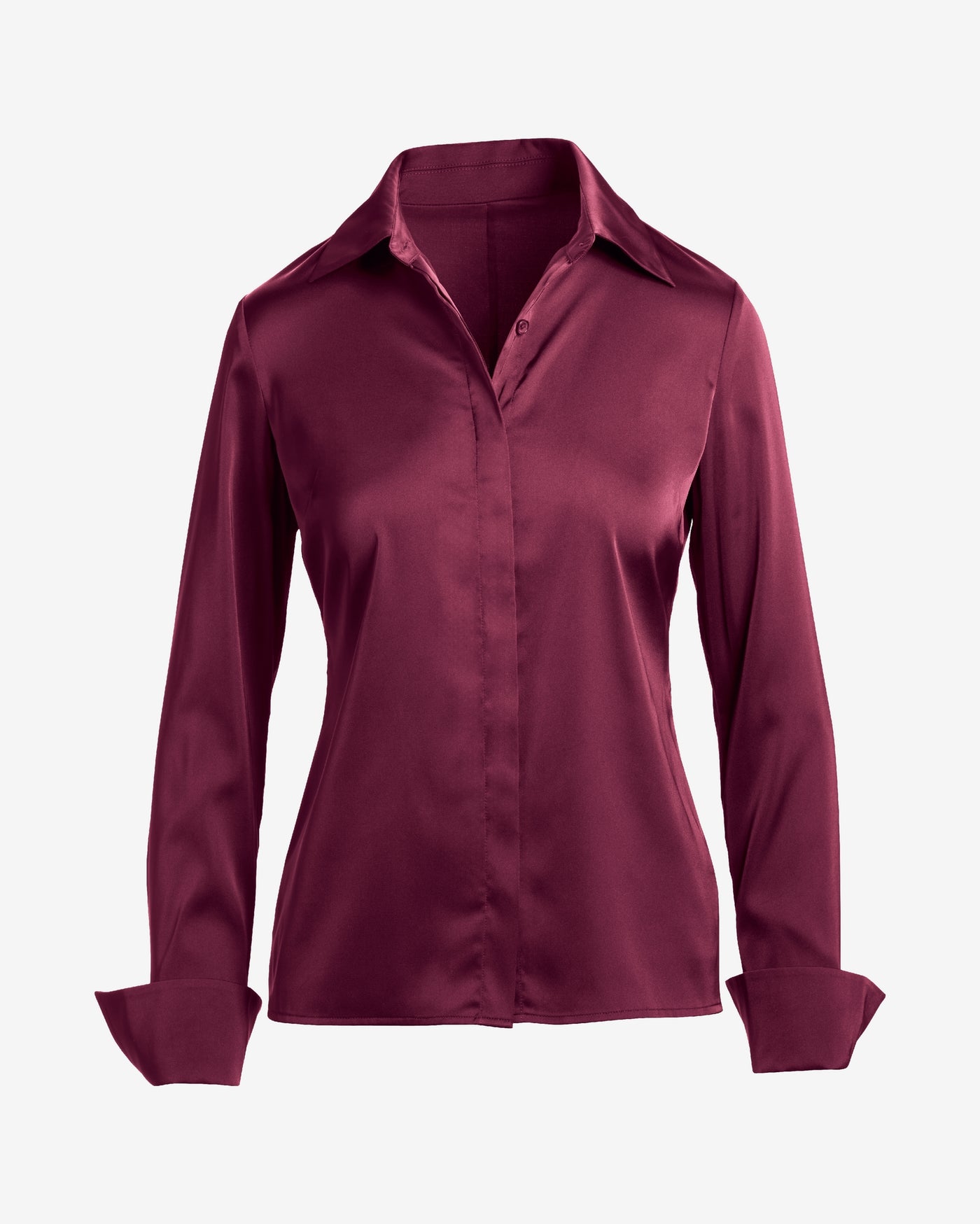 Sophia Button-Up Charmeuse Blouse Windsor Wine