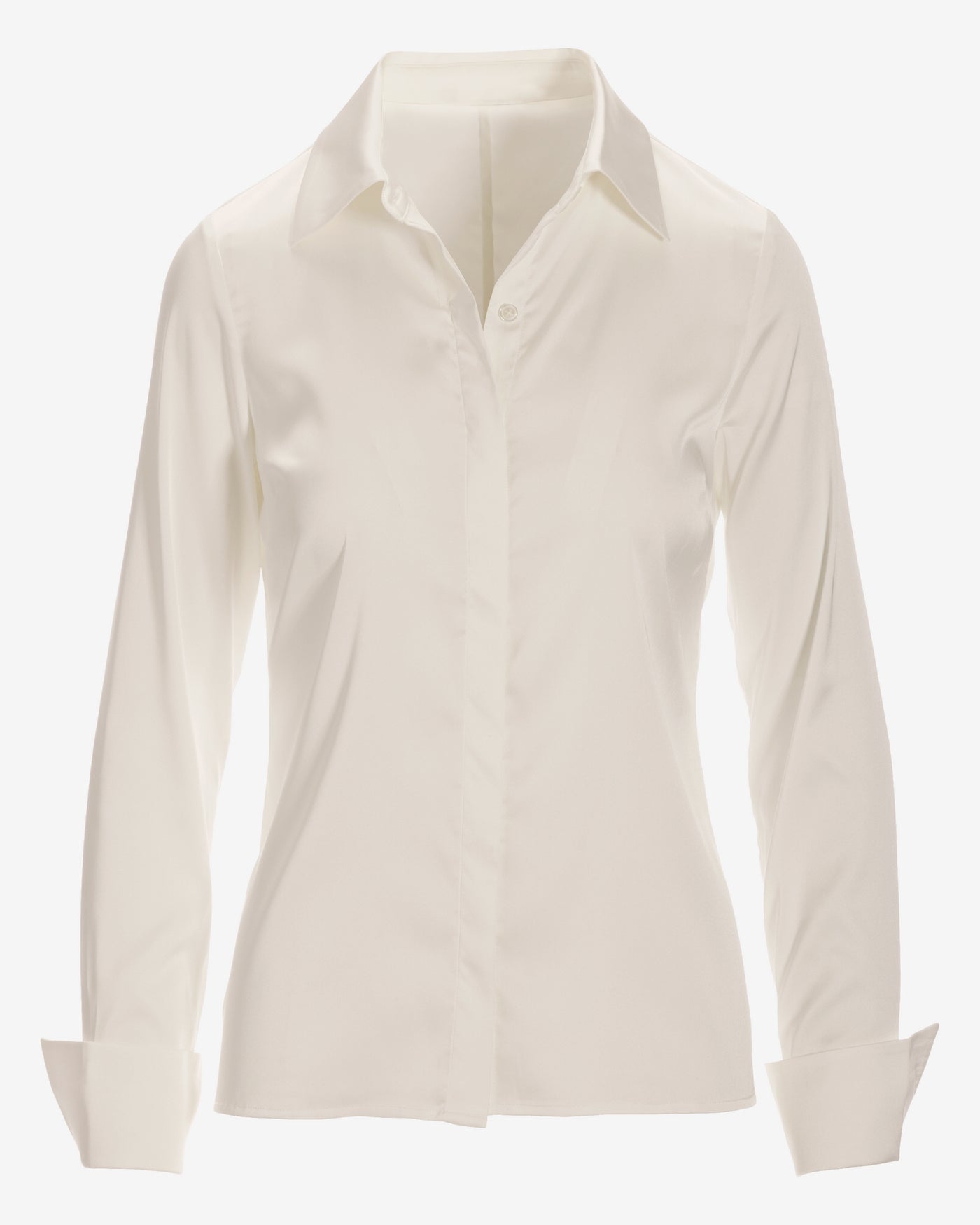 Sophia Button-Up Charmeuse Blouse Off White