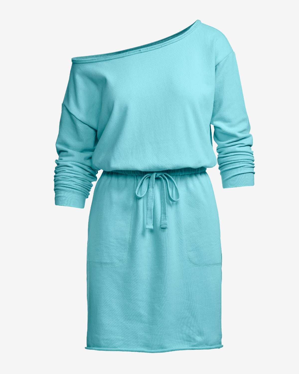 Cotton Comfort Slouchy Drawstring Sport Dress Aqua Splash