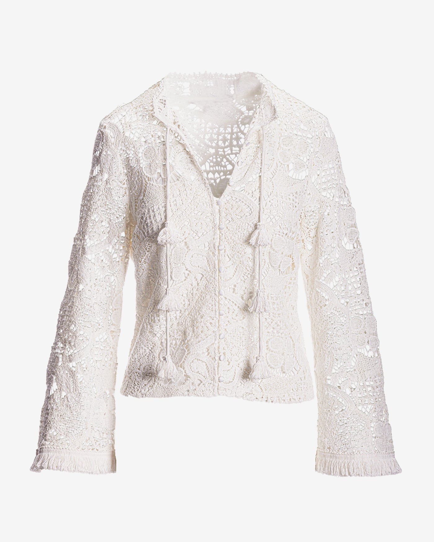 Novelty Lace Button Front Blouse White