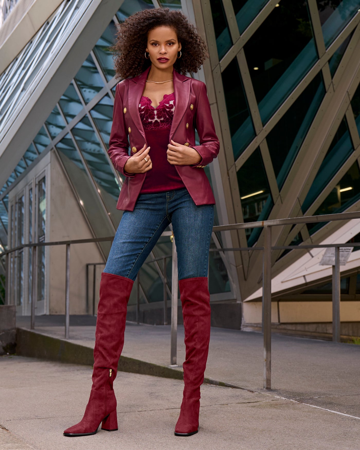 Over the Knee Square Toe Boot Wine
