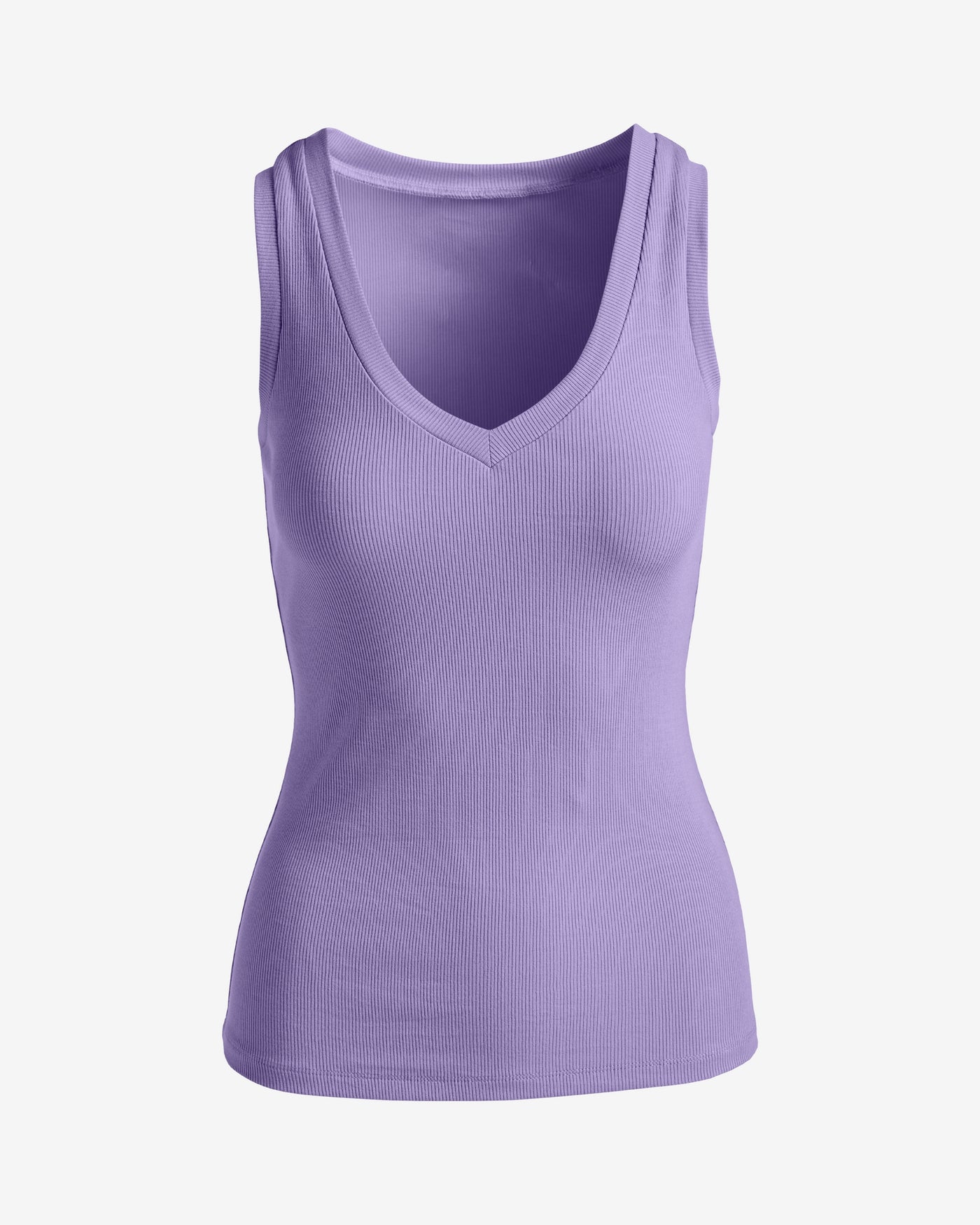 So Essential Ribbed V Neck Tank Lavender