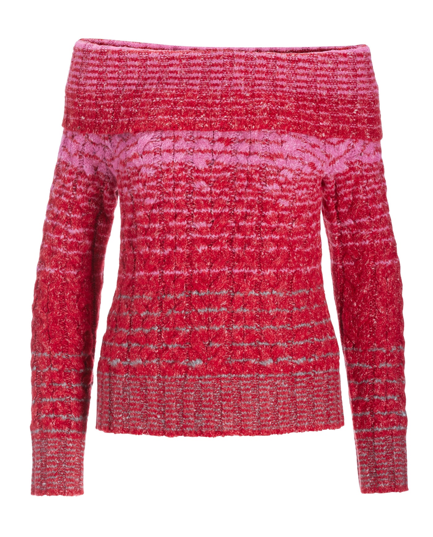 Fold Over Marled Sweater Red Multi