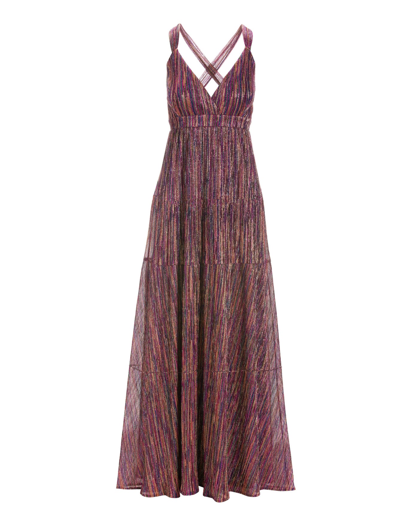 Sleeveless Multi Color Metallic Dress Pink Multi