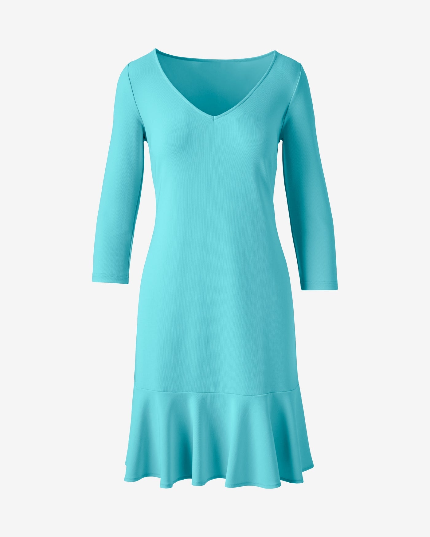Beyond Travel Three Quarter Sleeve Flounce Dress Blue Radiance