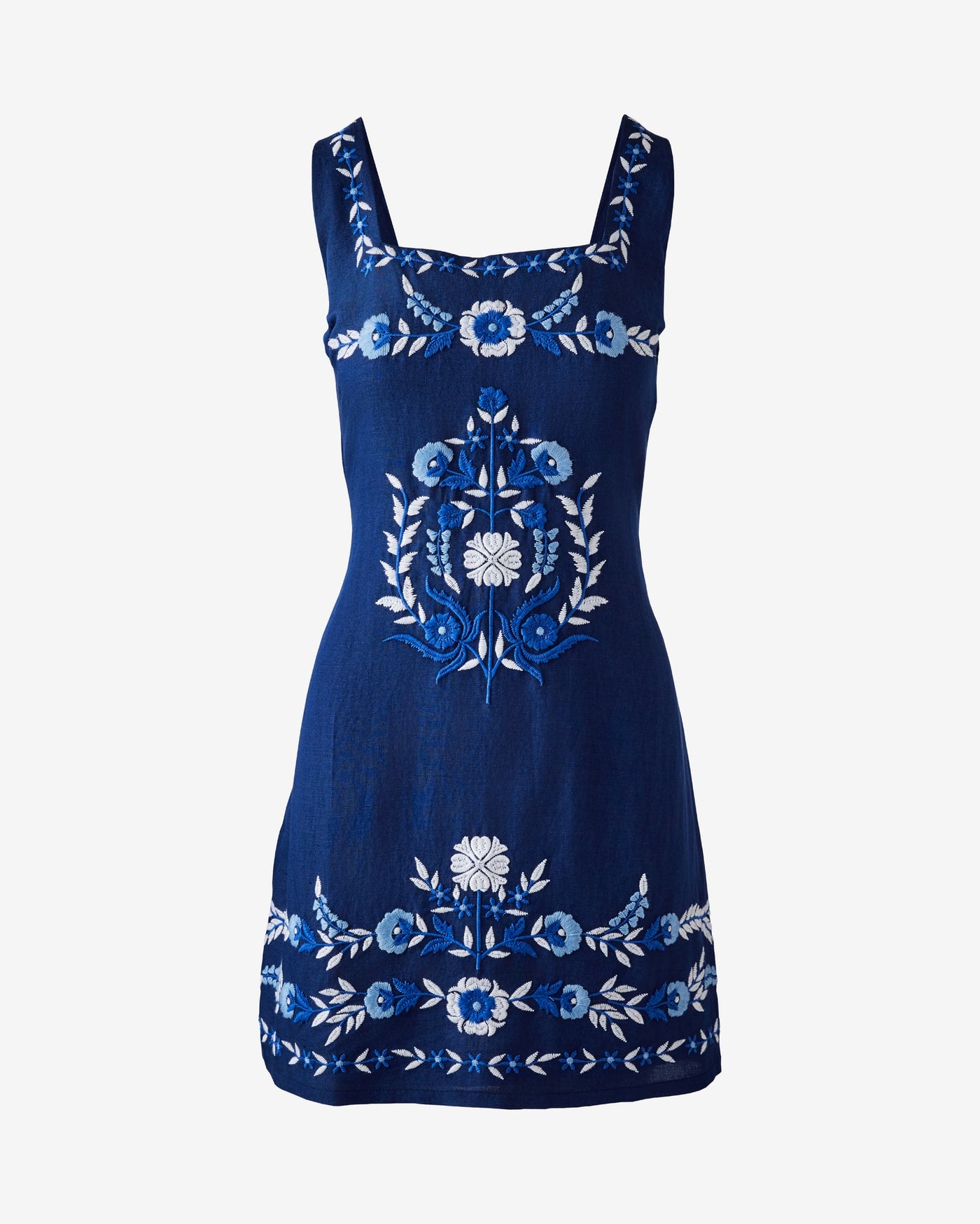 Embroidered Mini Dress Navy Multi