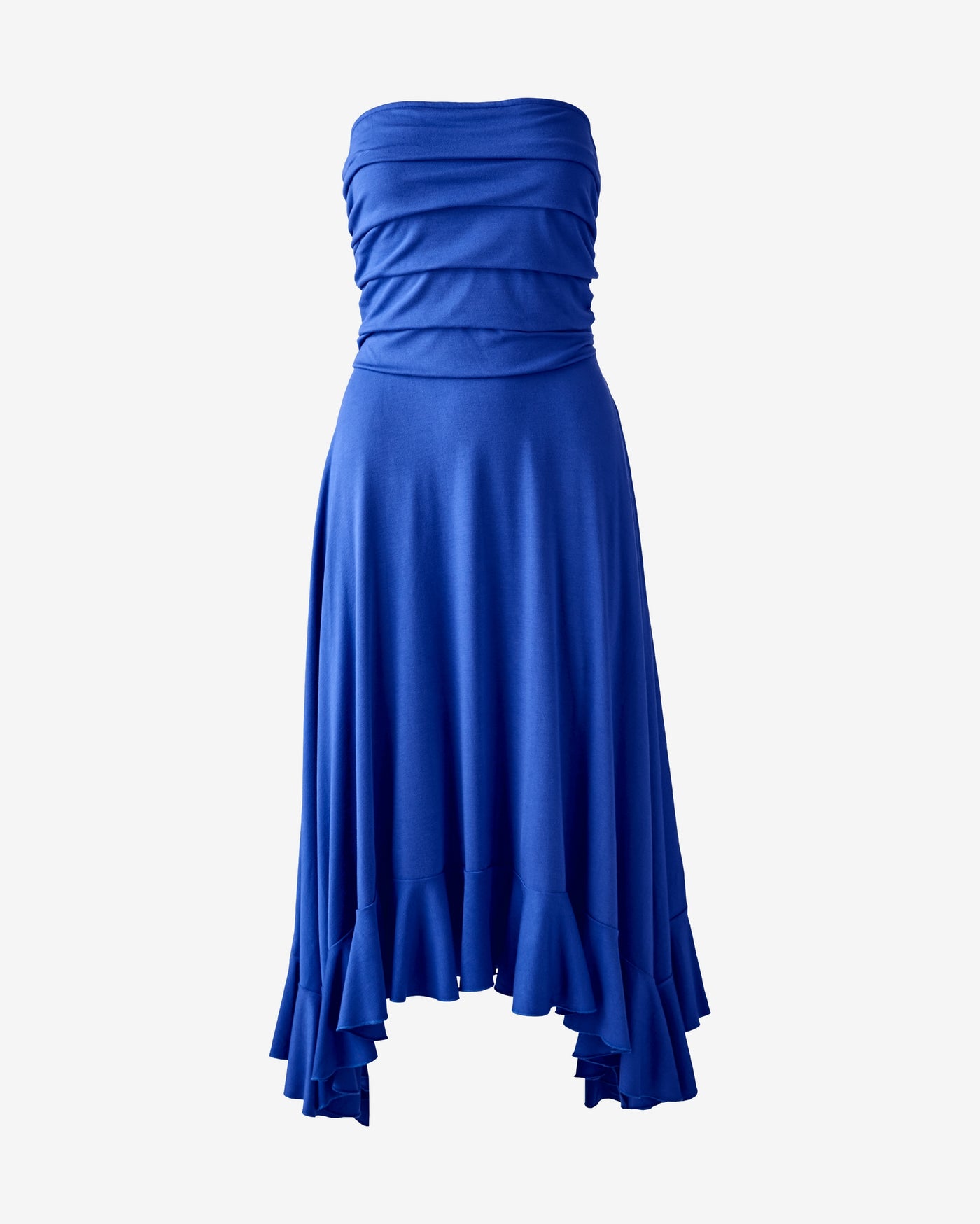 Strapless Handkerchief Hem Fit and Flare Deep Ocean