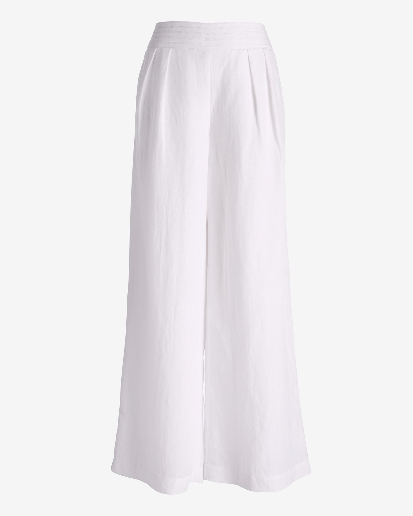 Pintuck Waistband Linen Pant White