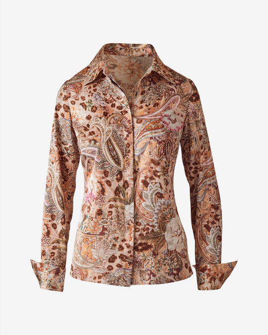 Print Sophia Charmeuse Blouse Turkish Scroll