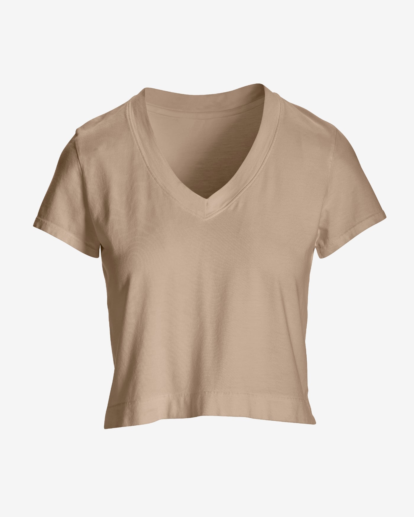 Cotton V Neck Short Sleeve Tee Sesame