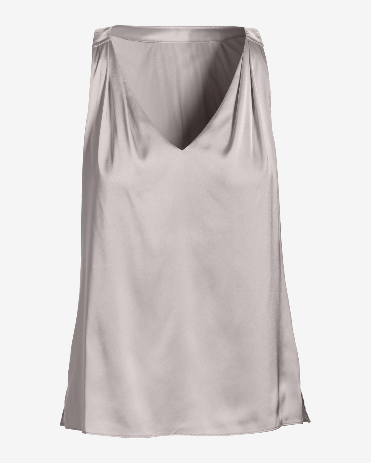 Nikki V-Neck Charmeuse Blouse Gray