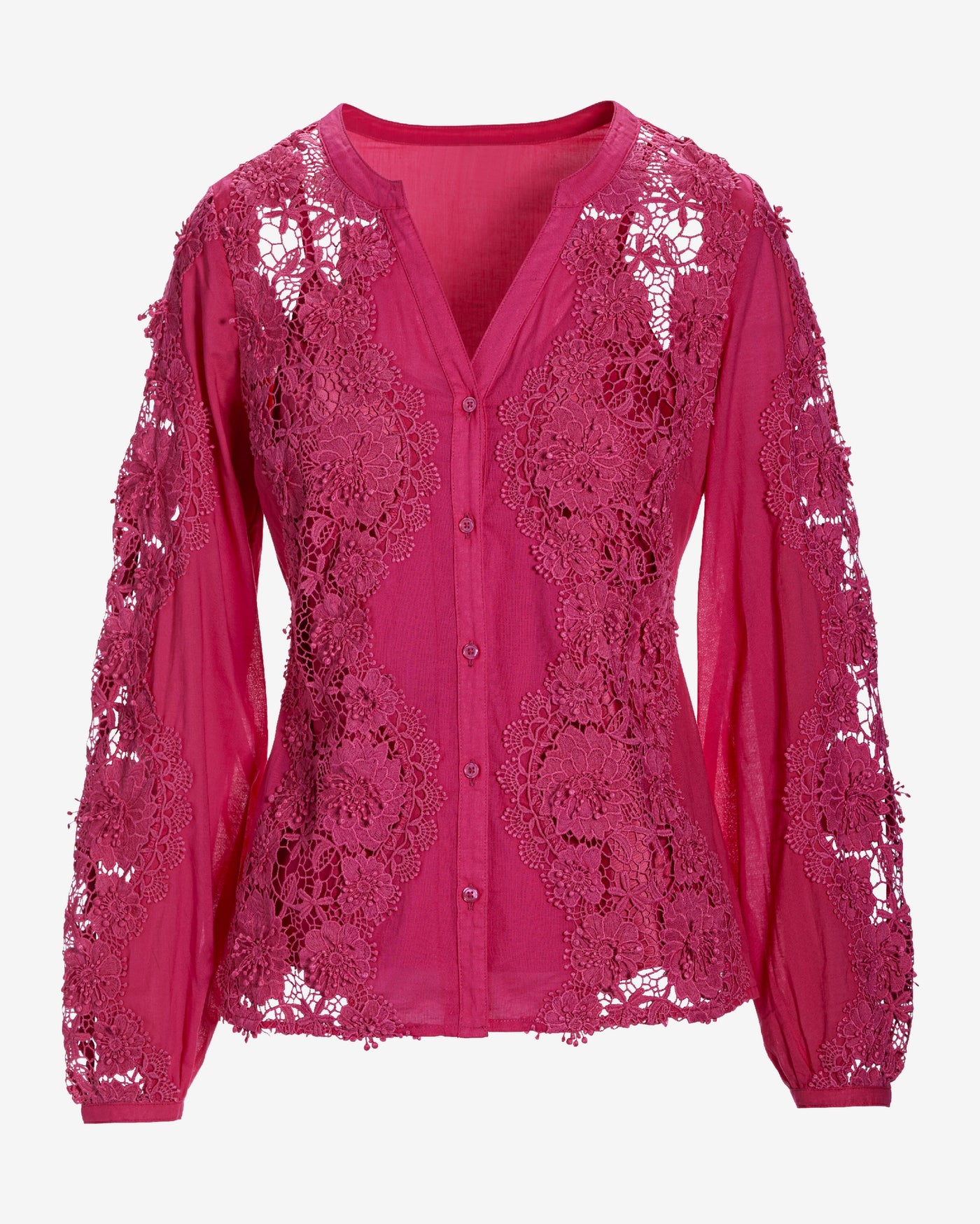 Lace Inset Button Up Blouse Blossom