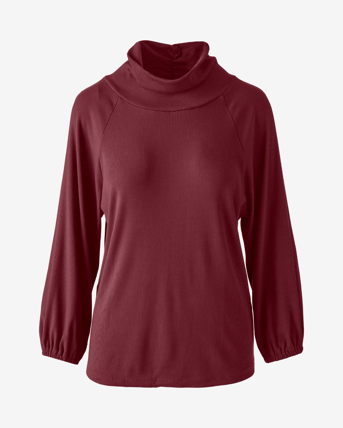 So Essential Ribbed Ruched Sleeve Turtle Neck Top Port