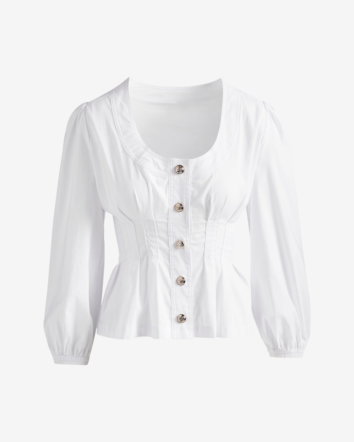 Pleated Poplin Blouse Pure White