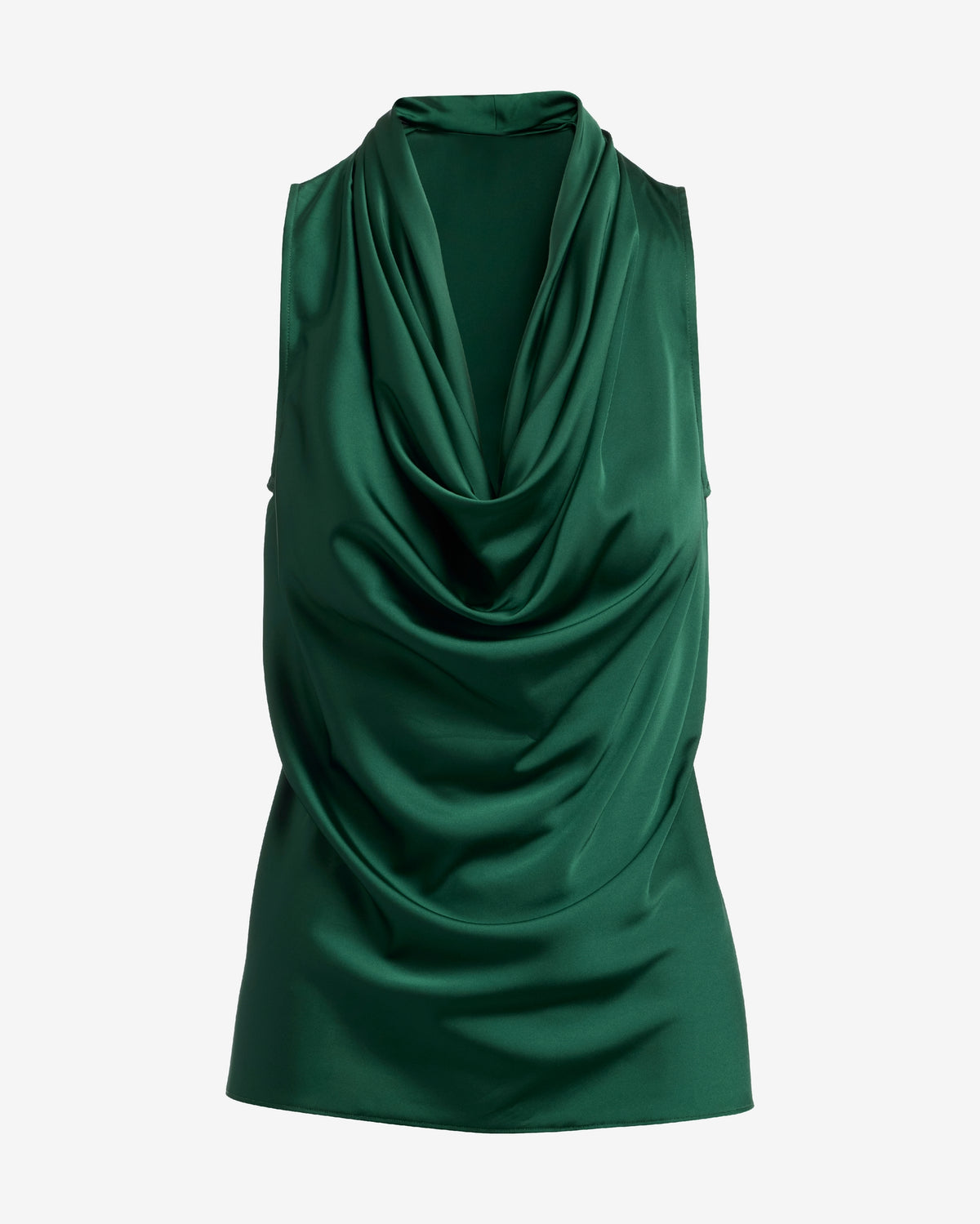 Marilyn Cowl-Neck Charmeuse Blouse Emerald