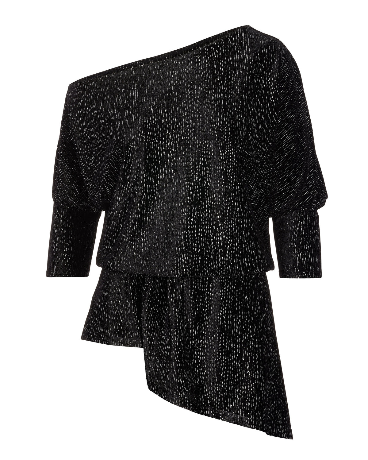 Metallic Velvet Slouchy Tunic Knit Top Black Multi